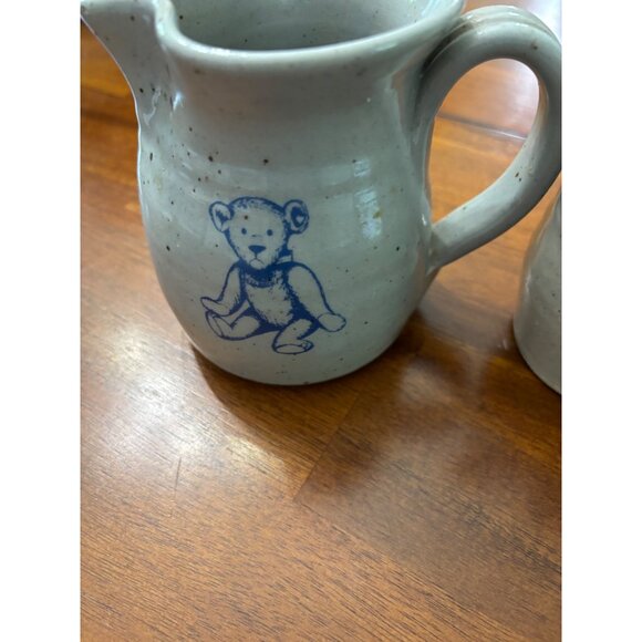 Vtg Bastine Stoneware‎ Teddy Bear Pitcher Creamer & Bowl Set 4 Pc - Picture 6 of 11